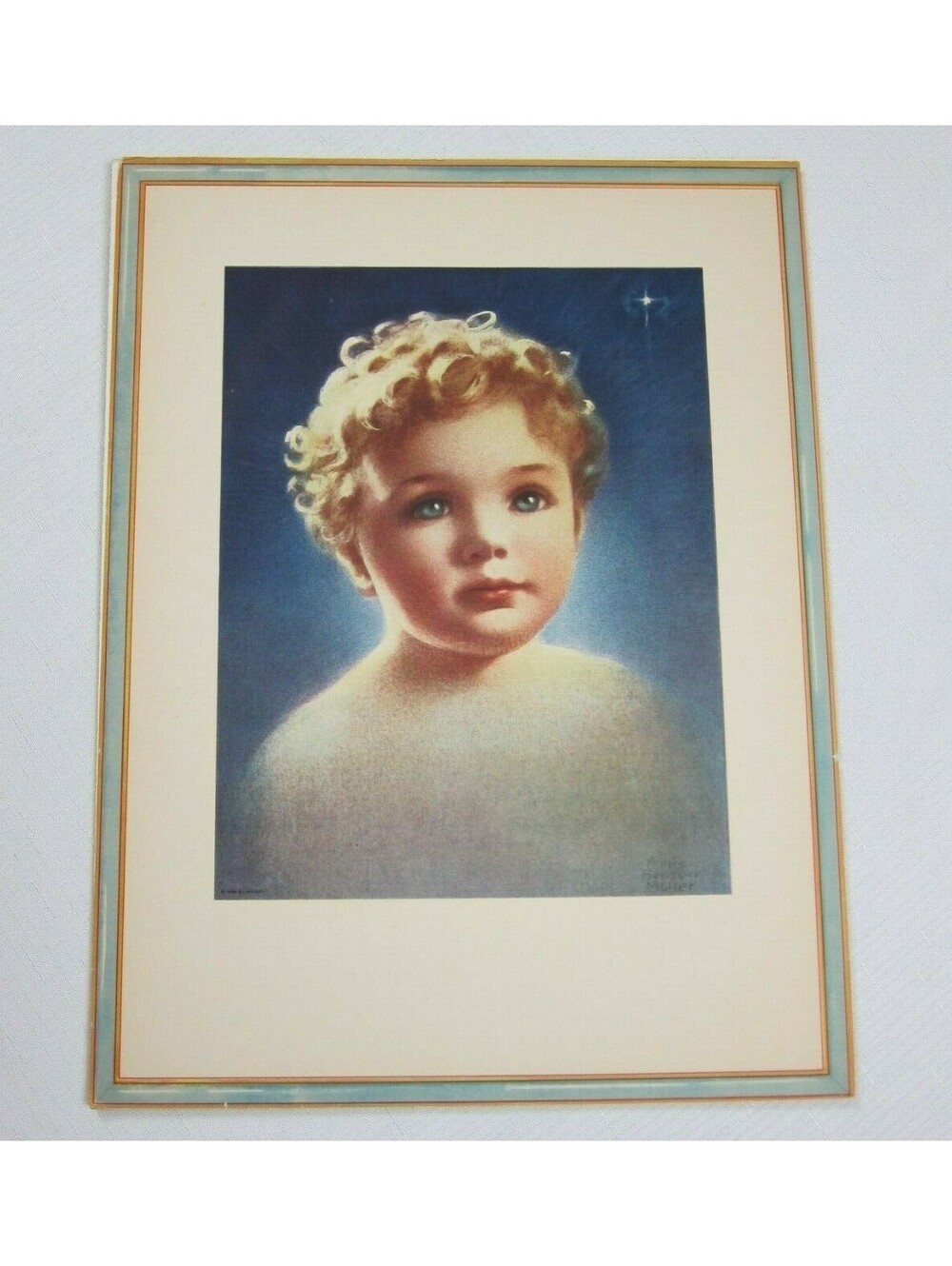 Vintage 1935 Litho Print Faith Annie Benson Muller Art Deco Child Portrait 16x12